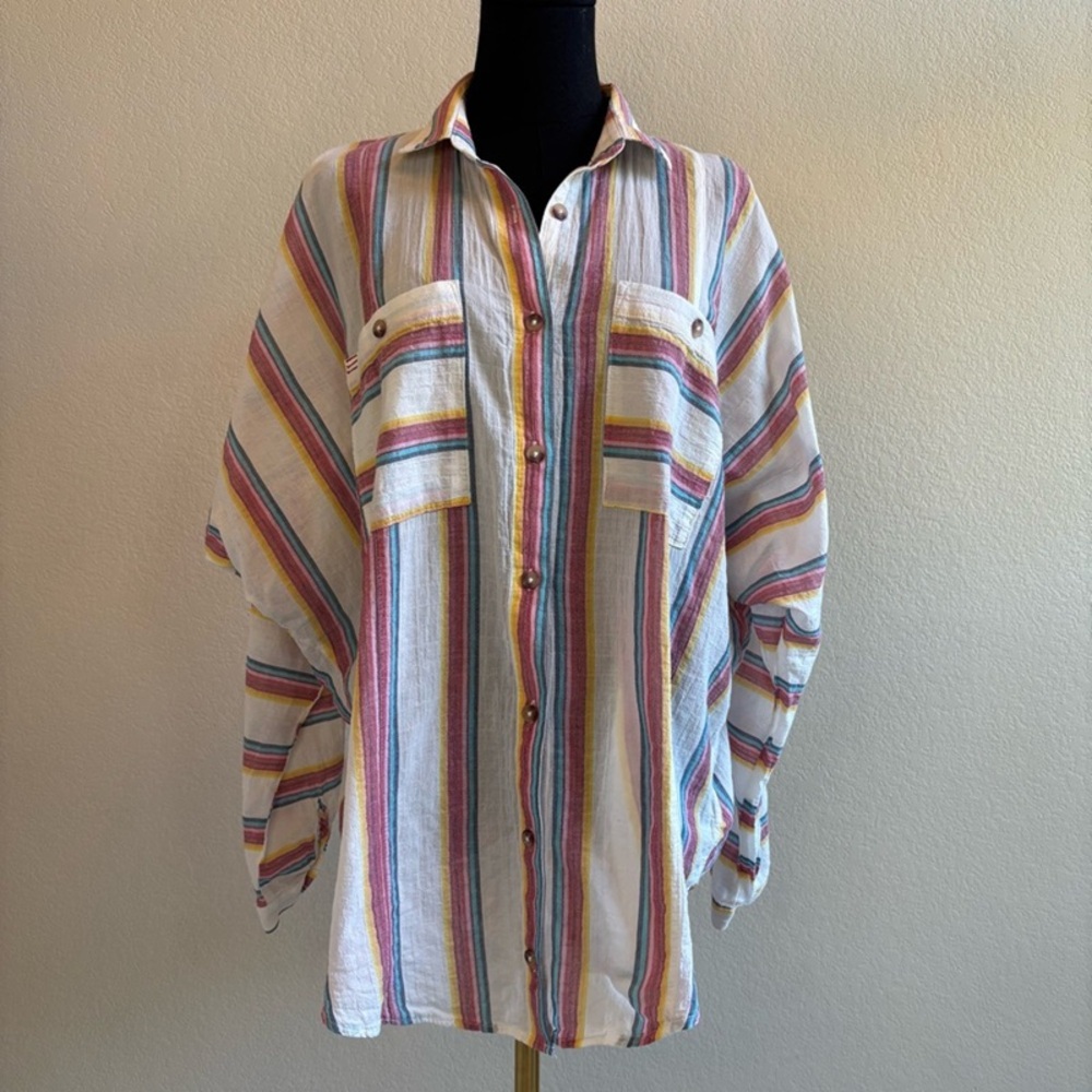 Colorful Striped Button-Up Shirt